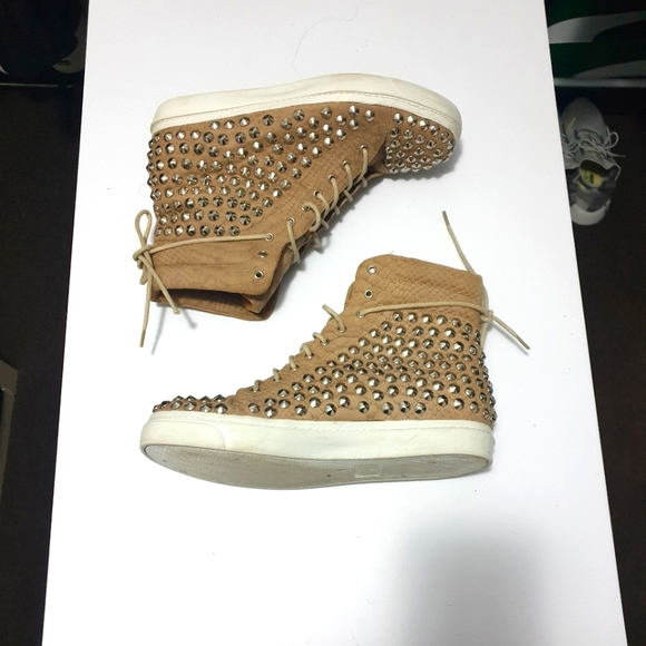 Jeffrey Campbell AUS10 tan leather hitop sneakers - Picture 5 of 11